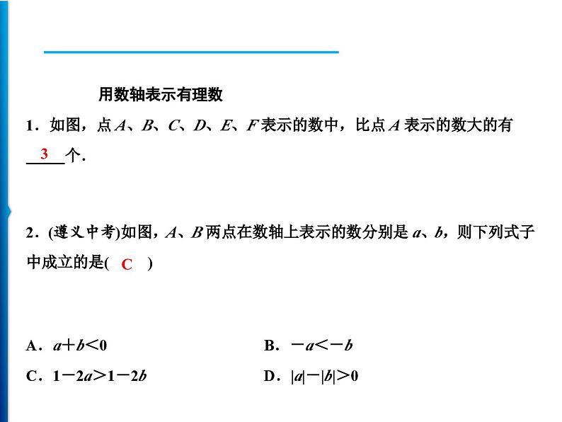 人教版数学七年级上册同步课时练习精品课件第1章 基础专题 数轴和绝对值的应用 (含答案详解)第3页