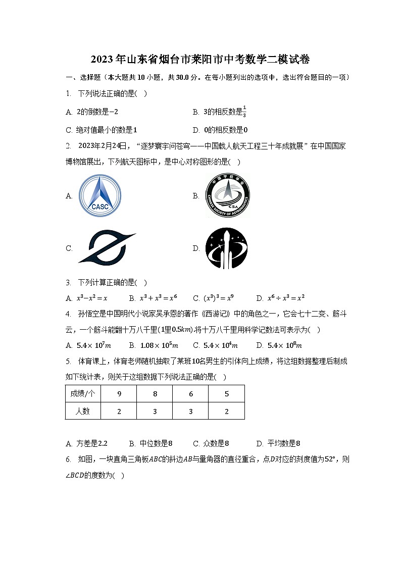 2023年山东省烟台市莱阳市中考数学二模试卷(含解析)01