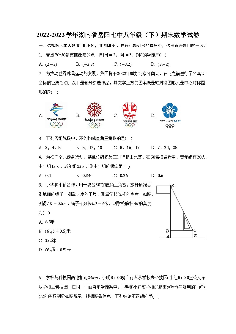 2022-2023学年湖南省岳阳七中八年级(下)期末数学试卷(含解析)01