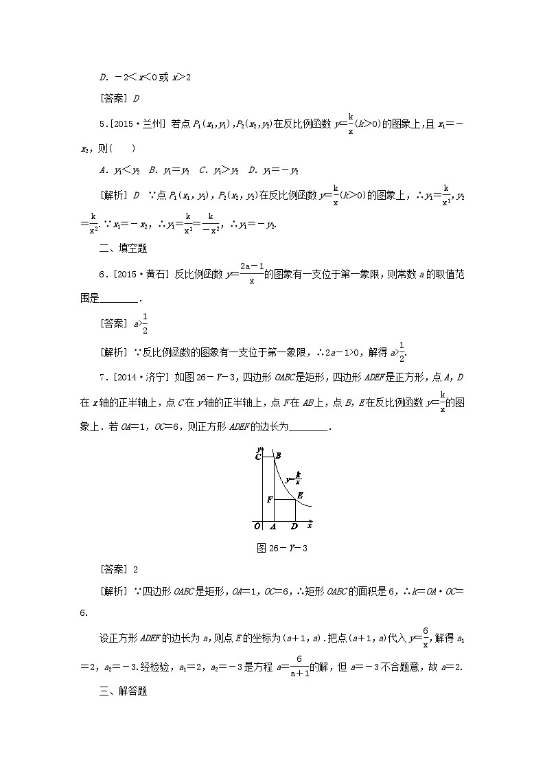 2023九年级数学下册第二十六章反比例函数中考演练新版新人教版第2页