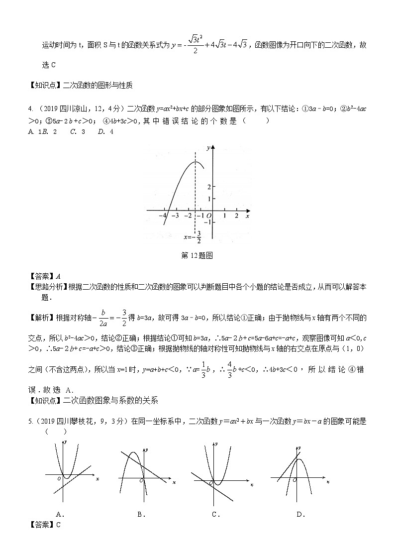 2023年中考数学 章节专项练习18 二次函数概念、性质和图象02