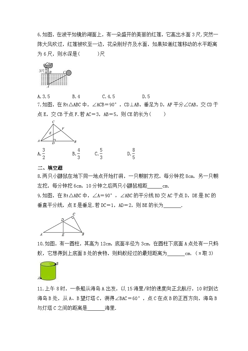 2023年华师大版数学八年级上册《14.2 勾股定理的应用》课时练习(含答案)02
