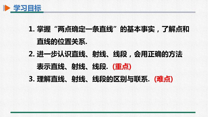 4.2 第1课时 直线、射线、线段的概念 课件 人教版数学七年级上册第2页
