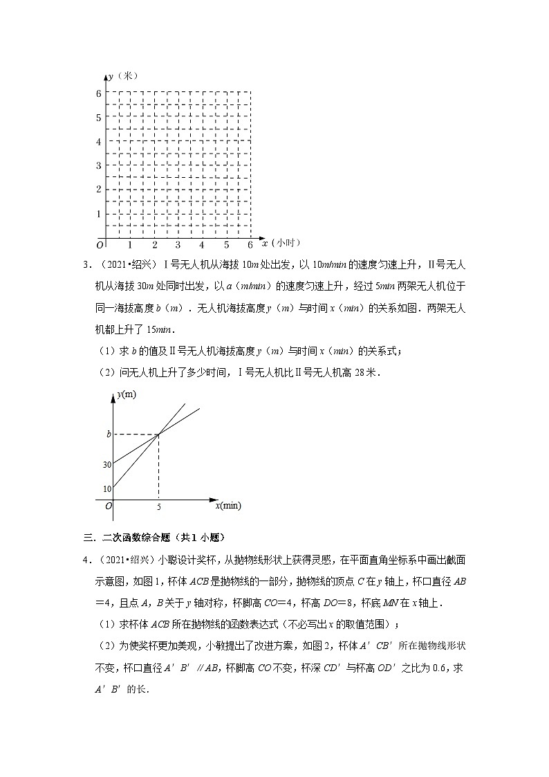 浙江省绍兴市2021-2023三年中考数学真题分类汇编02