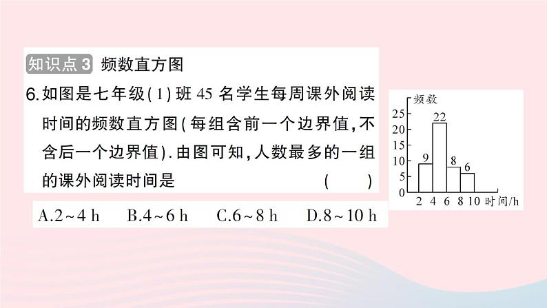 2023八年级数学下册第20章数据的初步分析20.1数据的频数分布作业课件新版沪科版06
