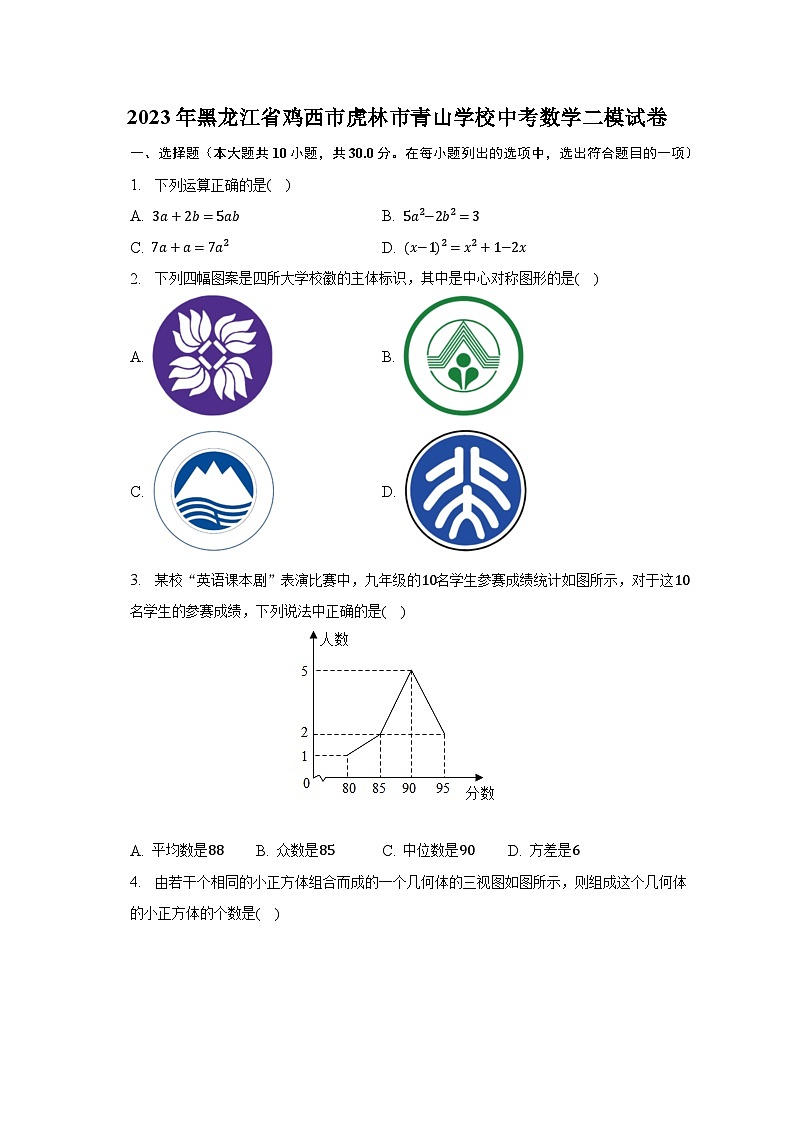 2023年黑龙江省鸡西市虎林市青山学校中考数学二模试卷(含解析)01