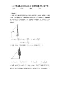 初中数学北师大版九年级下册5 三角函数的应用同步练习题