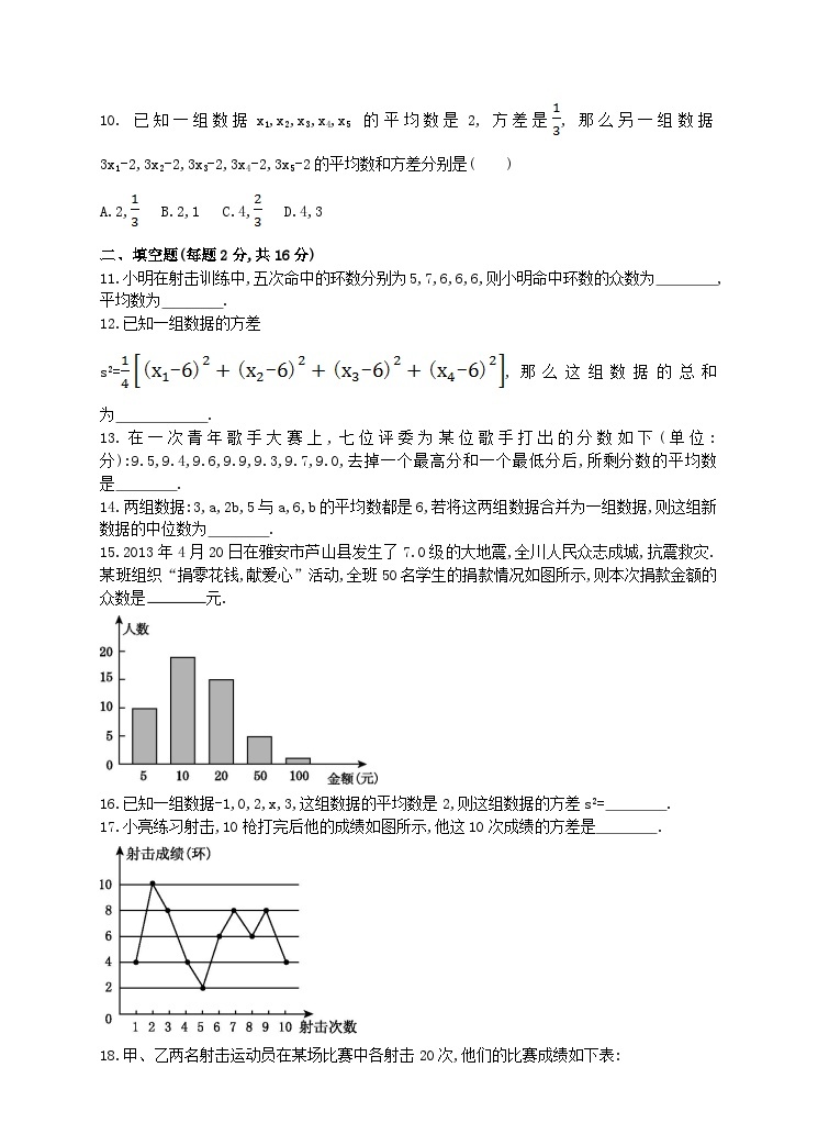 七年级数学下册第6章数据的分析单元测试卷（附答案湘教版七下）02