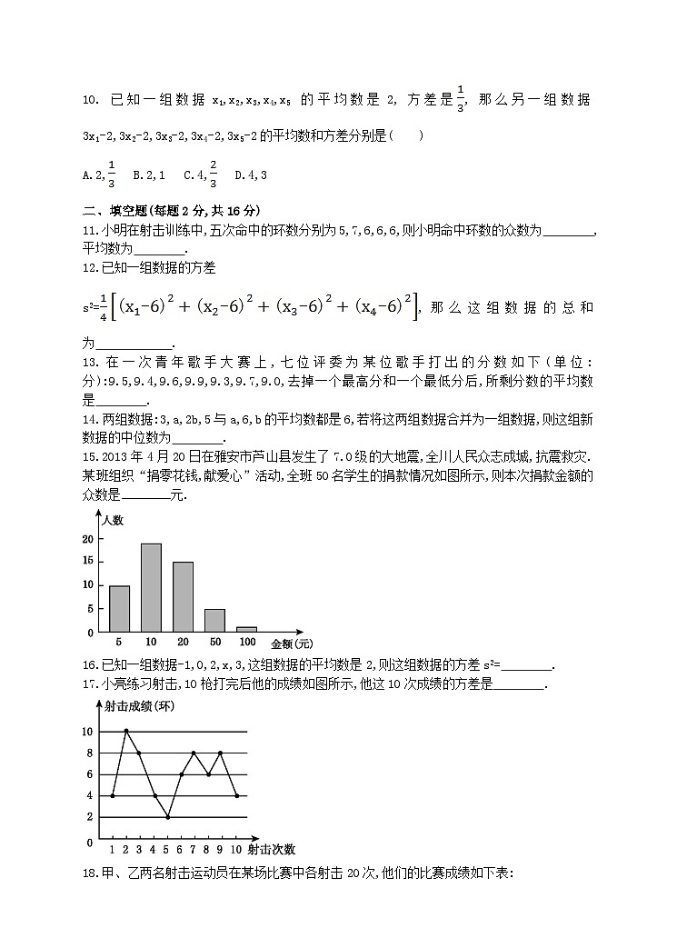 七年级数学下册第6章数据的分析单元测试卷(附答案湘教版七下)02