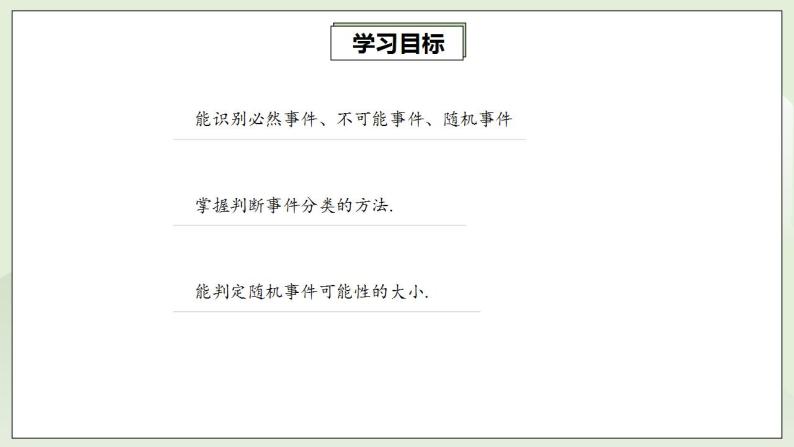 人教版初中数学九年级上册25.1.1随机事件 (课件PPT+预习案+教案+分层练习)02