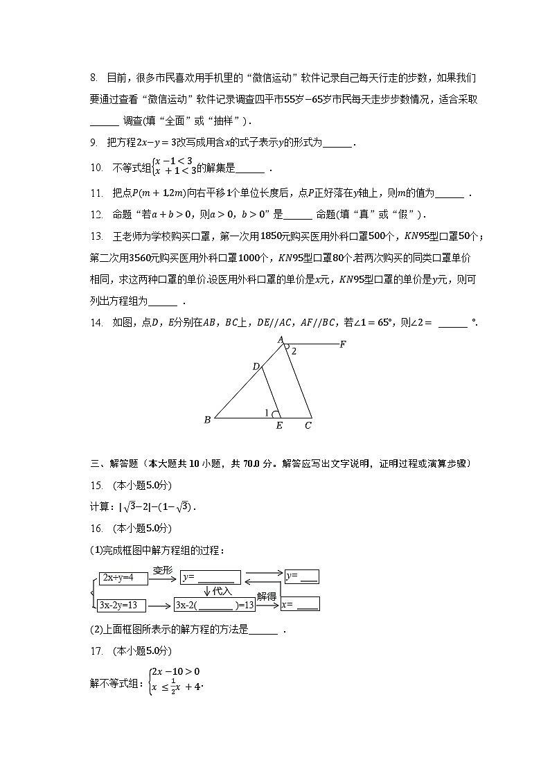 2022-2023学年吉林省四平市伊通县七年级(下)期末数学试卷(含解析)第2页
