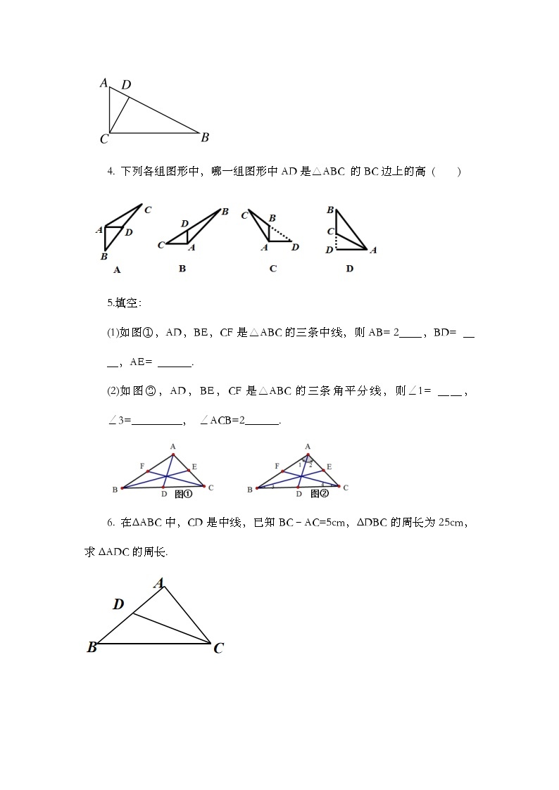 人教版数学八年级上册11.1.2《 三角形的高、中线与角平分线 》课件+教案+练习02