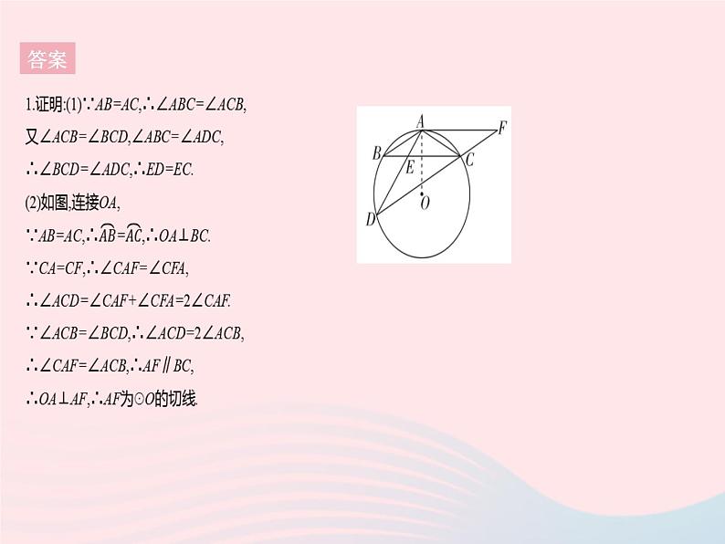 2023九年级数学上册第二十四章圆专项2证明圆的切线的两种方法作业课件新版新人教版第4页