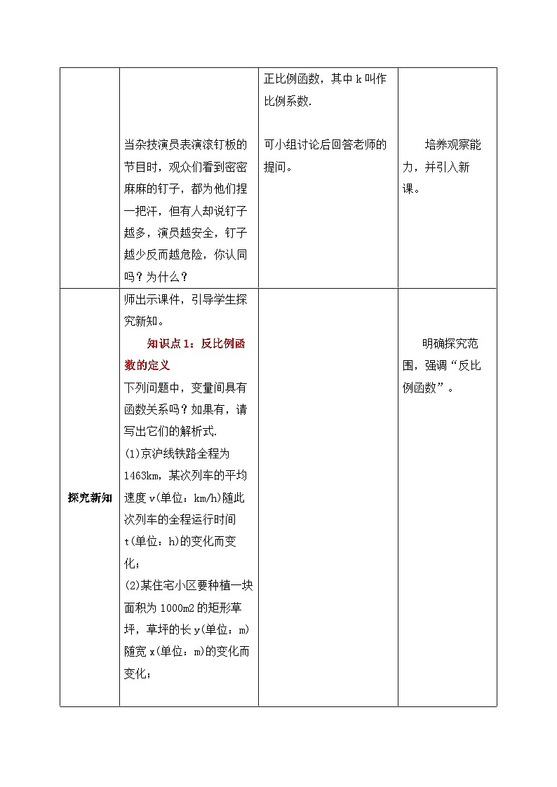 人教版数学九年级下册 26.1.1 《反比例函数》 课件+教案+分层练习+预习案02
