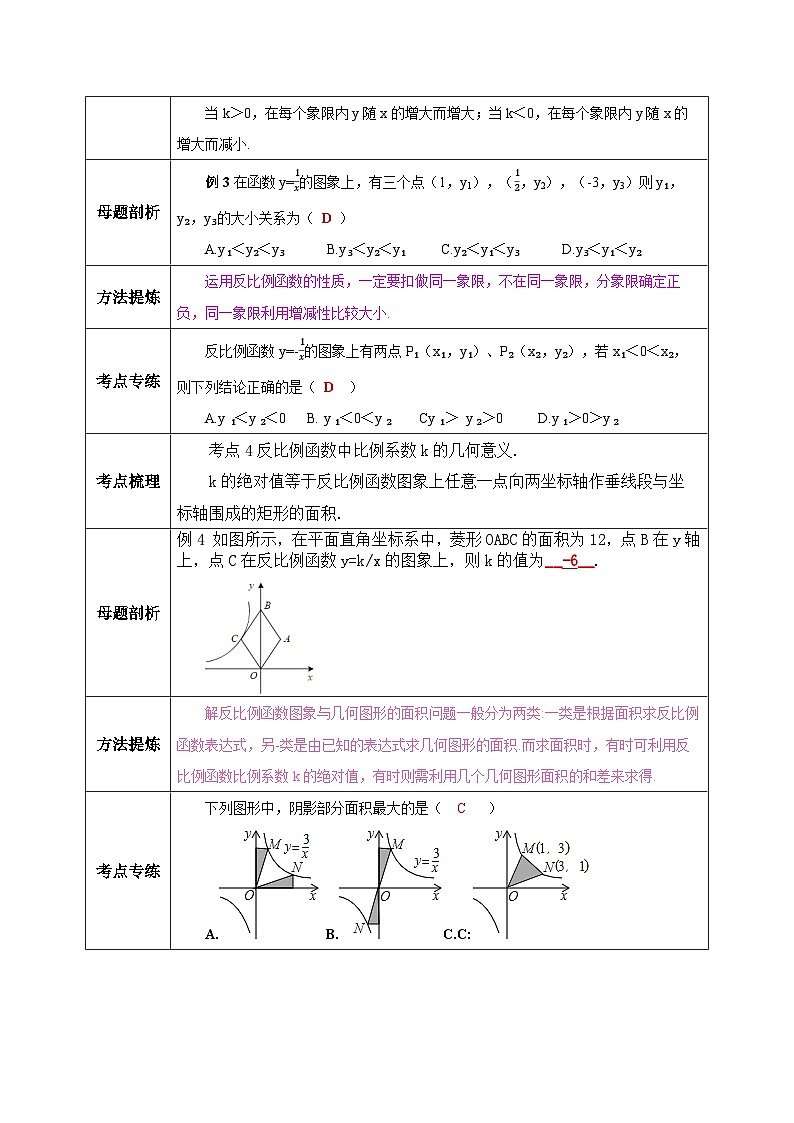人教版数学九年级下册 26.3.1 《反比例函数章末复习》 课件+教案+分层练习+预习案03