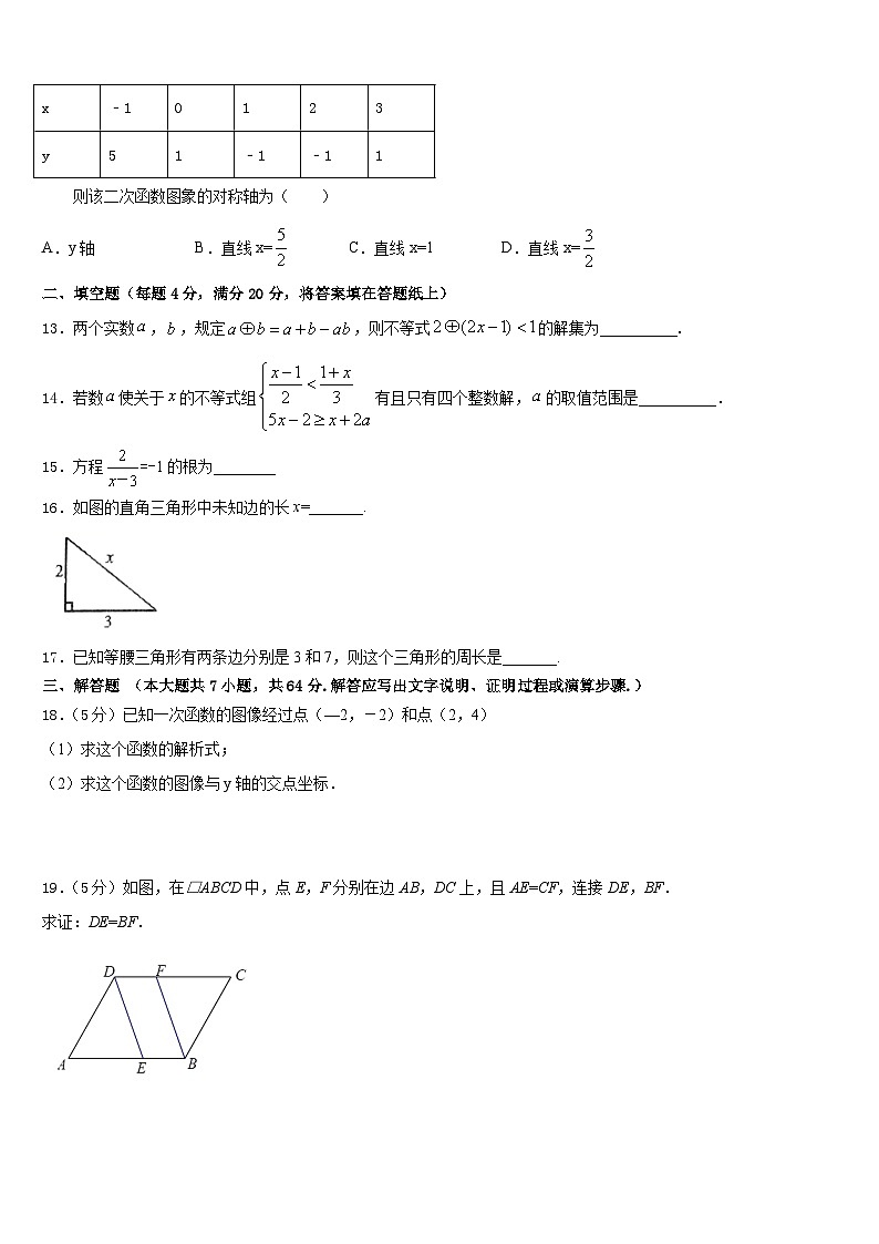2022-2023学年广东省揭阳普宁市七下数学期末达标检测模拟试题含答案第3页