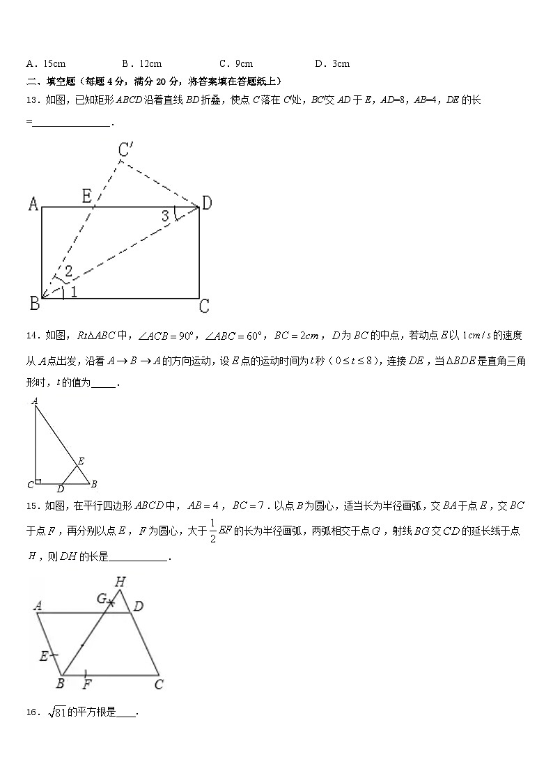 2022-2023学年浙江省温州瑞安市新纪元实验学校七年级数学第二学期期末达标检测试题含答案第3页