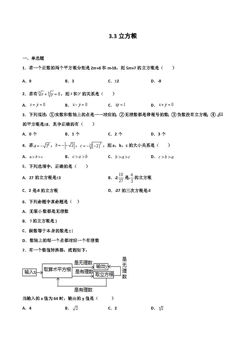 3.3 立方根(原卷版)01