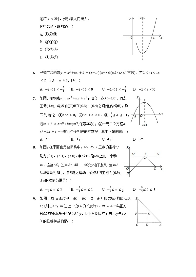 沪科版数学九年级上册 第21章 二次函数与反比例函数单元测试卷（困难）（含答案）02