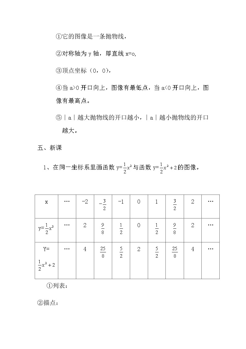 沪教版（五四学制）初中数学 九年级上册 26.2(2)二次函数y=ax2+c的图像教案02