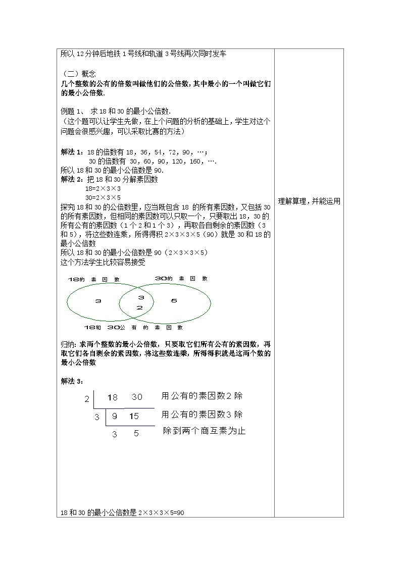 沪教版（五四学制）六上1.6公倍数与最小公倍数 教案（表格式）02