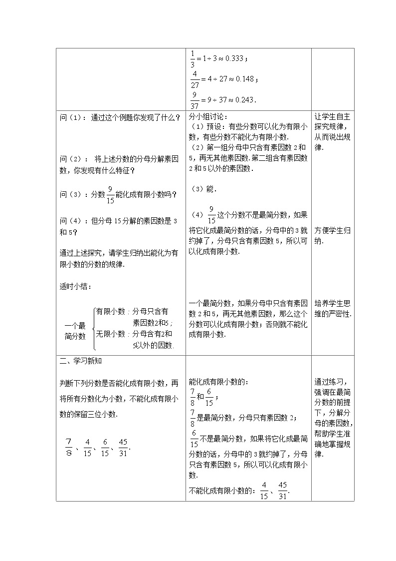 沪教版（五四学制）初中数学 六年级上册2.7分数与小数的互化（1）教案（表格式）02