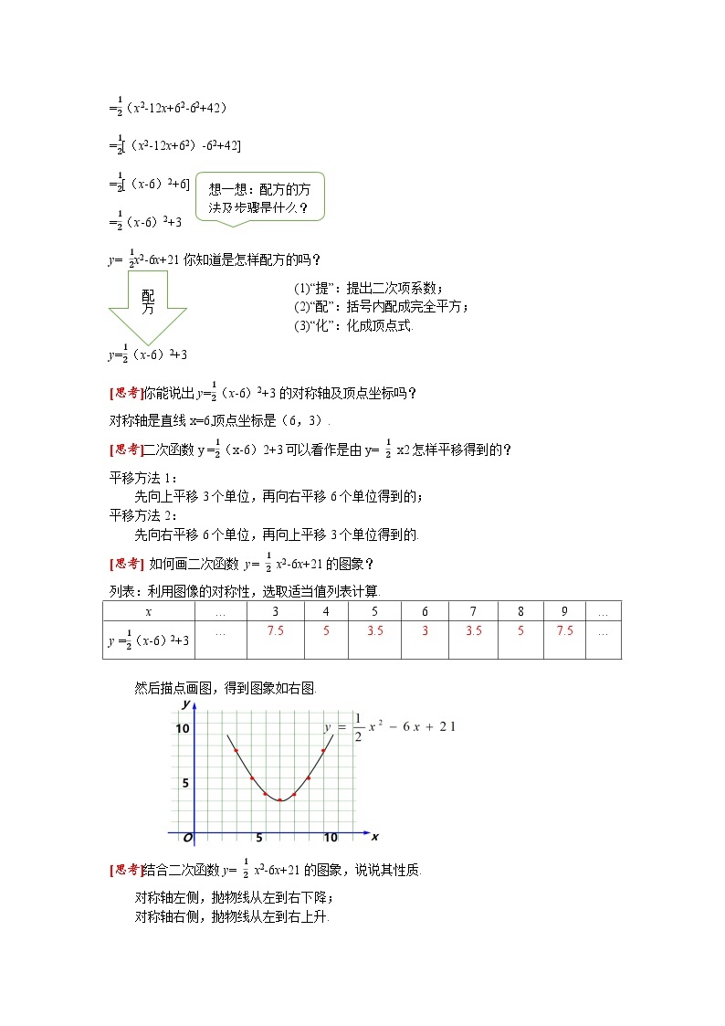 22.1.4 第1课时 二次函数y=ax2+bx+c的图象和性质 人教版九年级数学上册同步课堂教案02