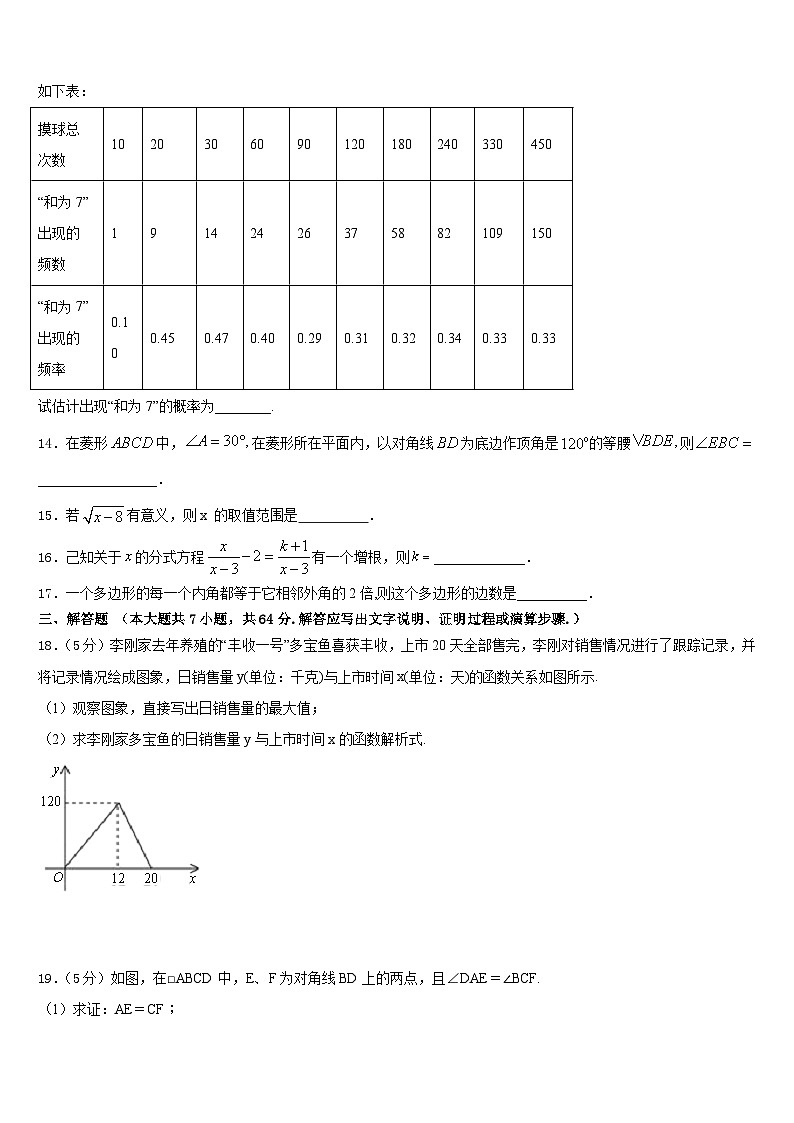 浙江省海曙区五校联考2022-2023学年七年级数学第二学期期末联考模拟试题含答案第3页