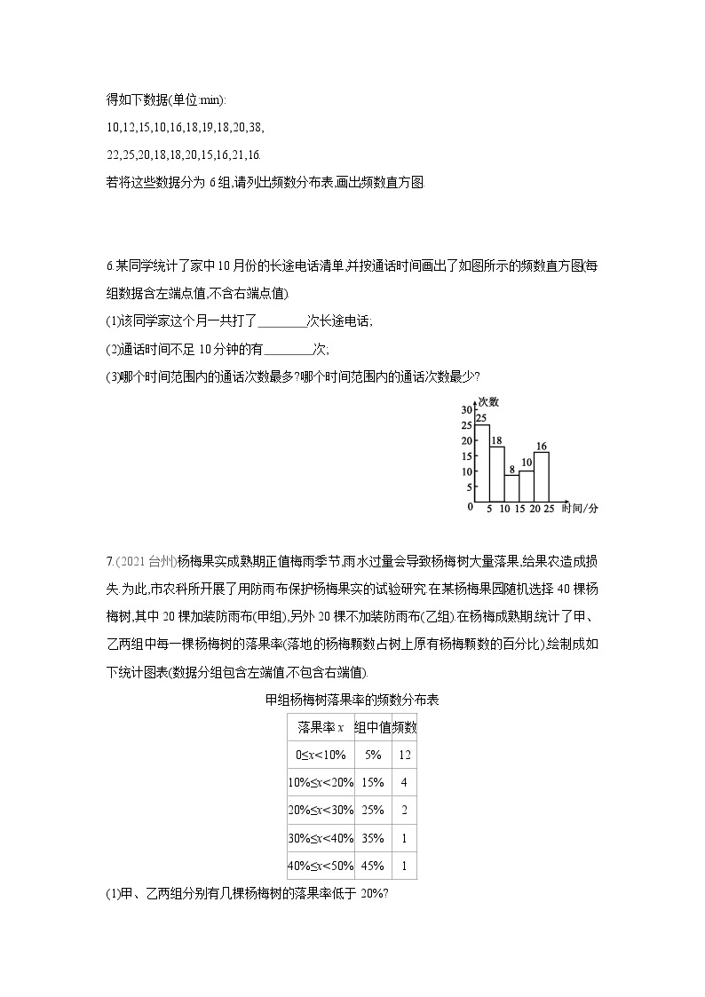 湘教版数学八年级下册同步练习 5.2频数直方图02