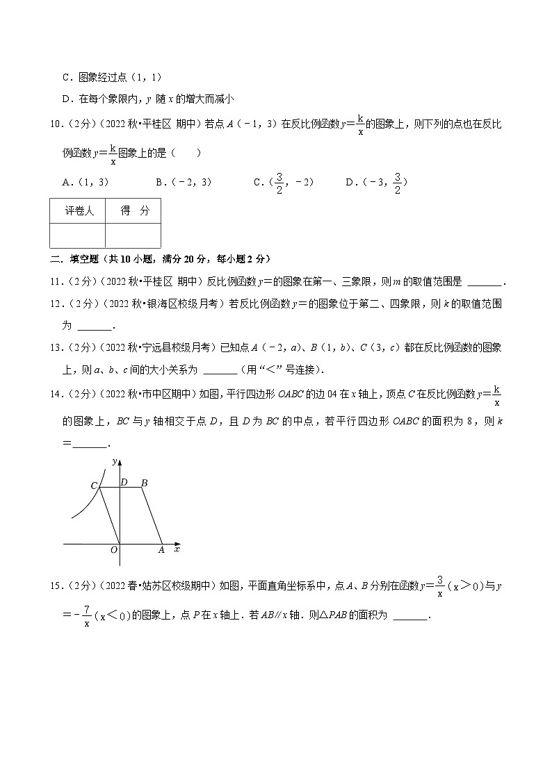 【重难点讲义】人教版数学九年级下册-基础练 第26章《反比例函数》章节巩固讲义03