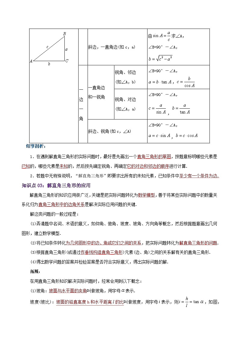 【重难点讲义】人教版数学九年级下册-知识点【28.2 解直角三角形及其应用】讲义02