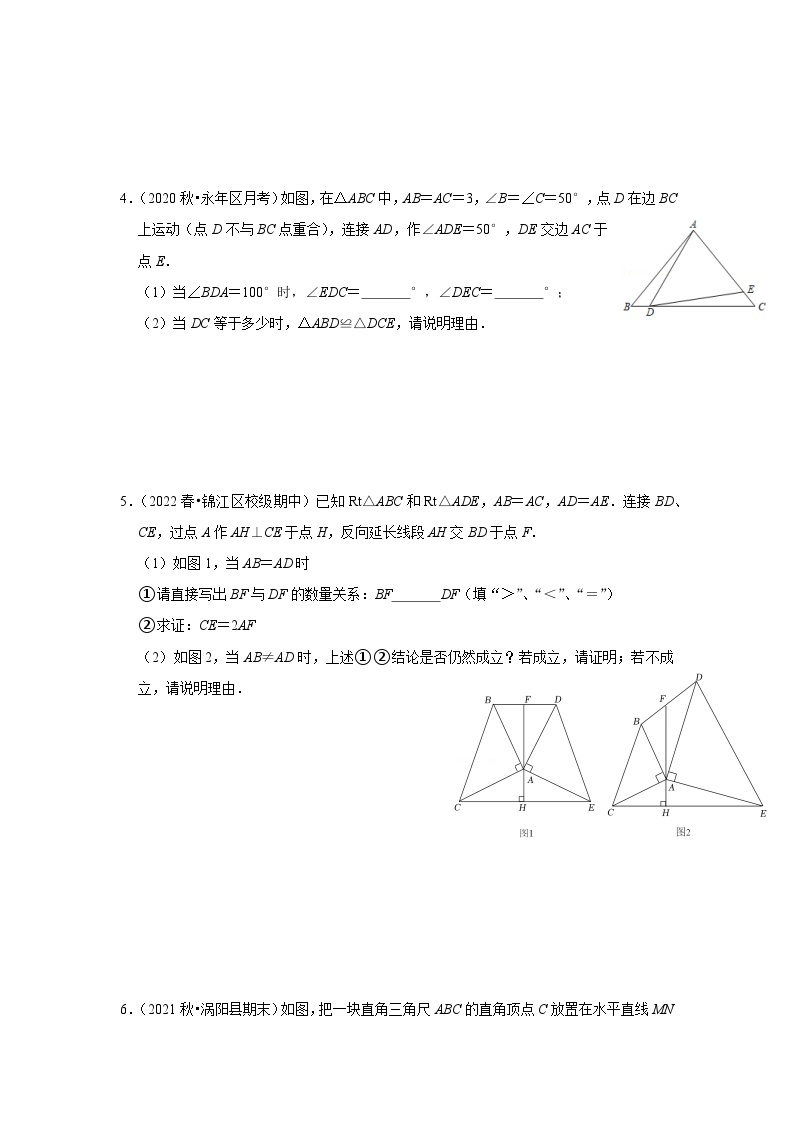 【重难点讲义】浙教版数学八年级上册-第03讲 全等三角形常见模型专题探究02