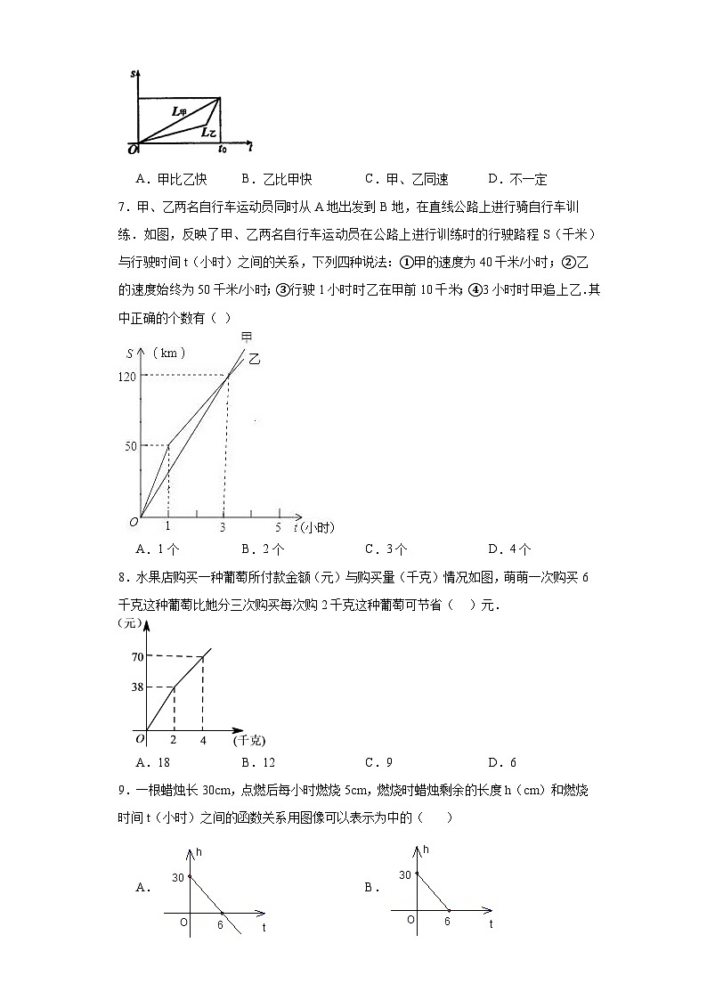 6.5一次函数的应用同步练习-鲁教版(五四制)初中数学七年级上册第3页