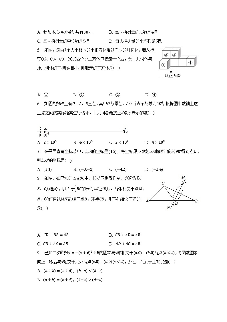 2022-2023学年浙江省绍兴市越城区九年级(下)期中数学试卷(一模)(含解析)02