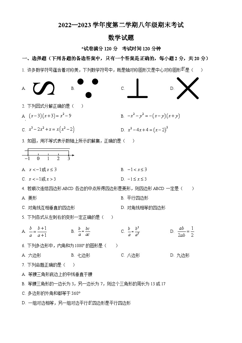 辽宁省沈阳市法库县2022-2023学年八年级下学期期末数学试题(解析版)第1页