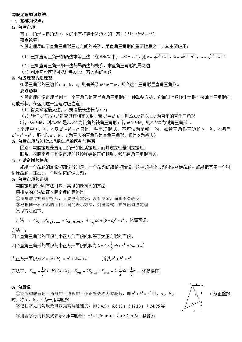 第18章勾股定理知识归纳(沪科版八下)第1页