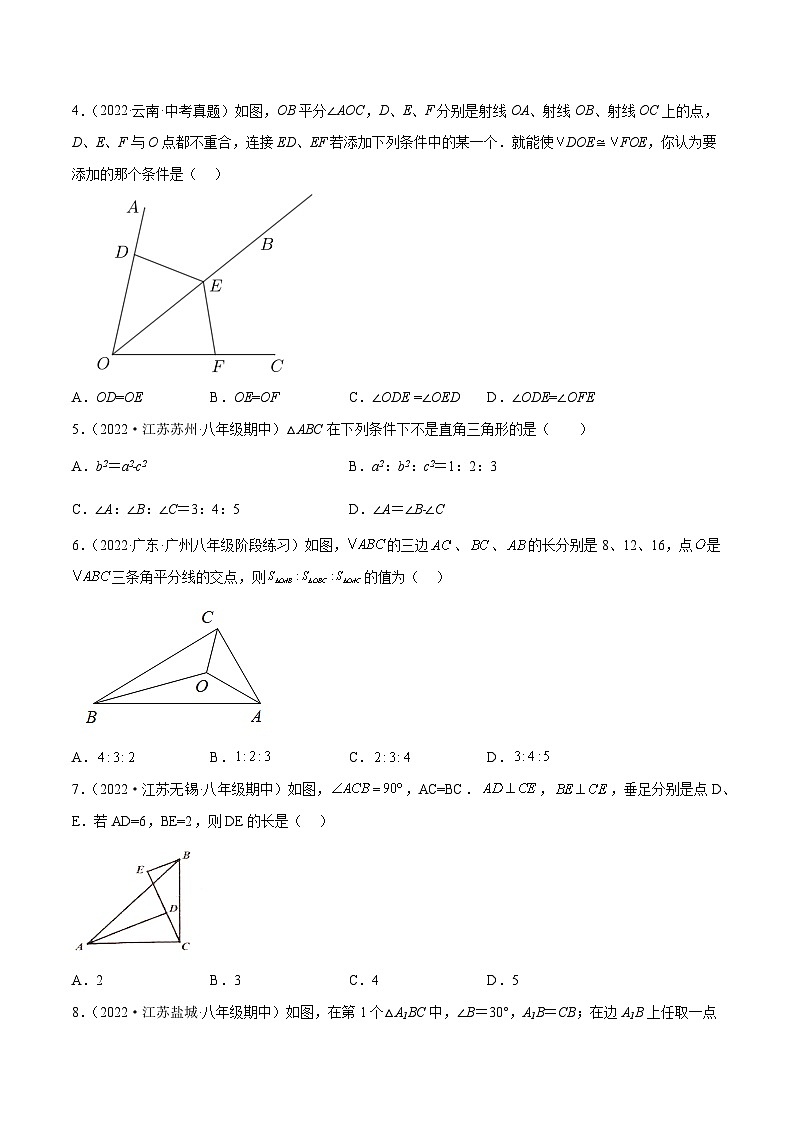 期中押题预测卷(考试范围:第1-3章)-2022-2023学年八年级数学上册重难题型全归纳及技巧提升专项精练(浙教版)02
