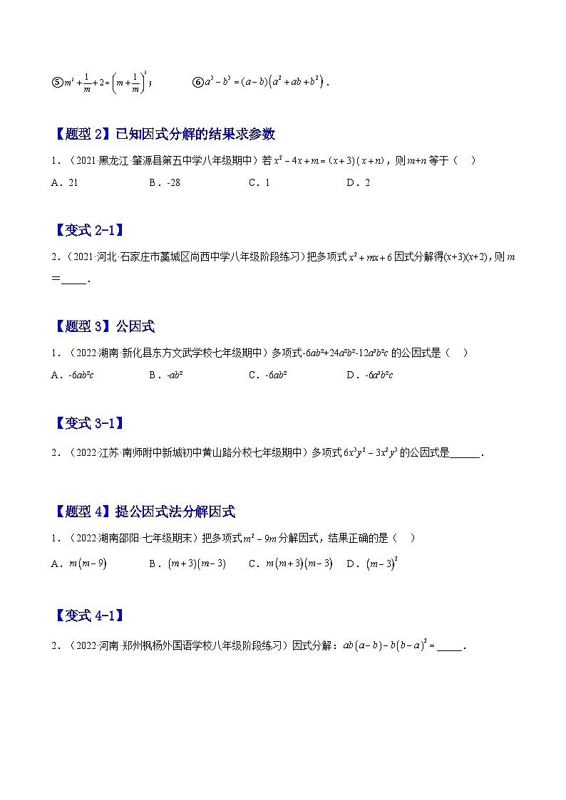 14.3.1 提公因式法(题型专攻)-2022-2023学年八年级数学上册章节同步实验班培优题型变式训练(人教版)02