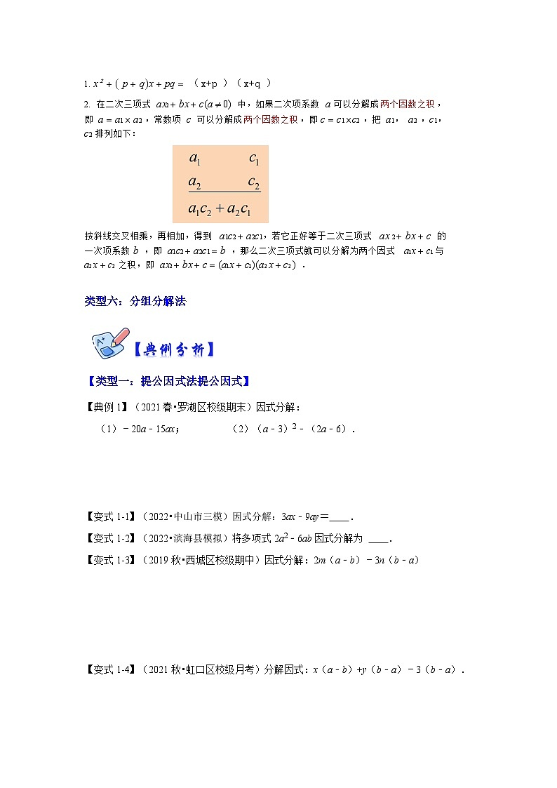 专项21 因式分解常用方法(六大类型)-2022-2023学年八年级数学上册高分突破必练专题(人教版)02