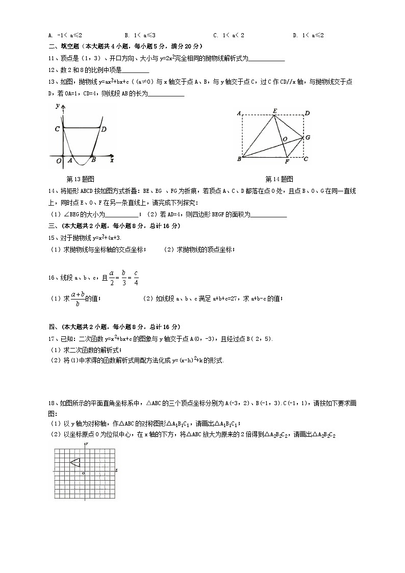 安徽省滁州市全椒县2021-2022学年九年级上学期期中数学【试卷+答案】第2页