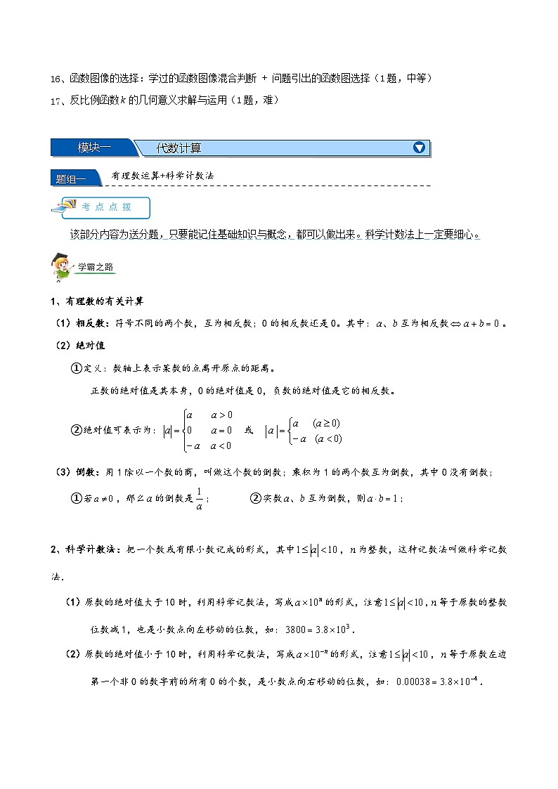 中考数学三轮冲刺重难点题型突破第二讲 选择填空专项突破(含解析)第2页