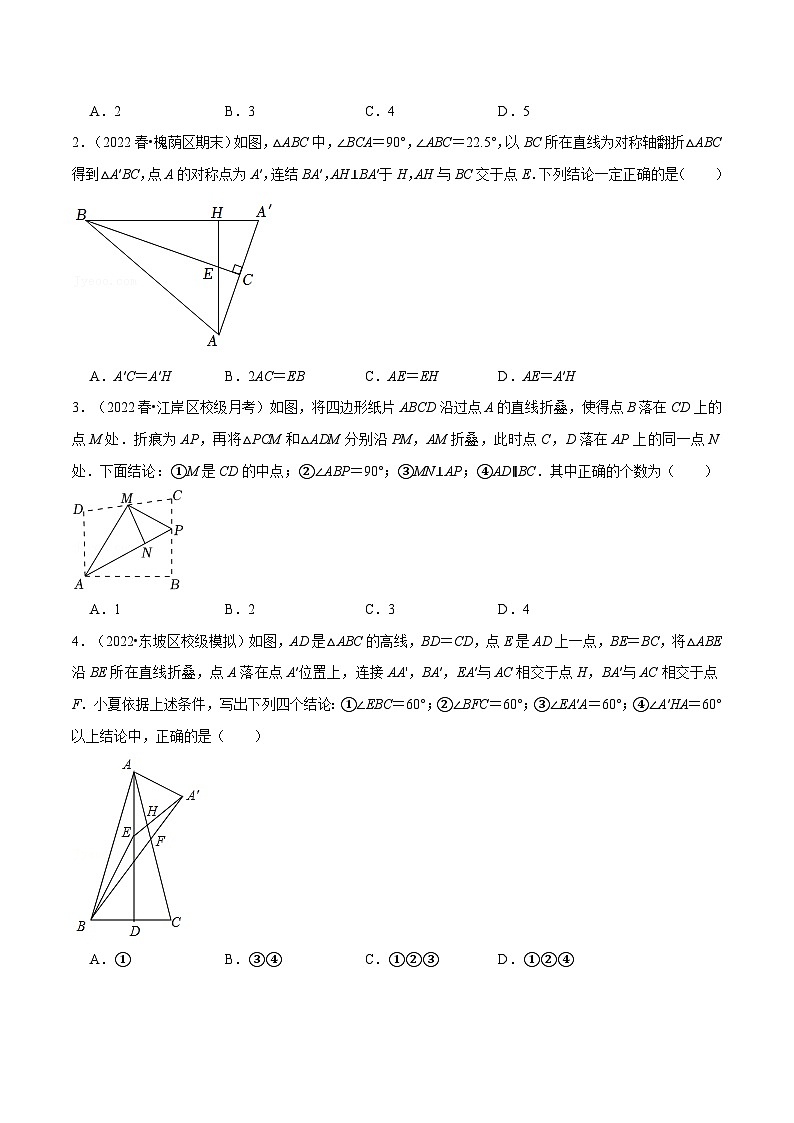 八年级数学上册专题13.2 几何图形中的翻折变换(压轴题专项讲练)(人教版)(原卷版)第3页