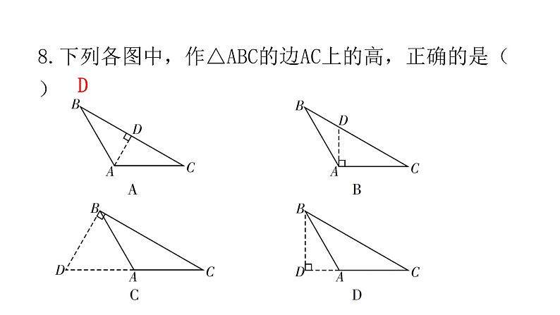 中考数学复习第四章三角形过关训练课件第8页