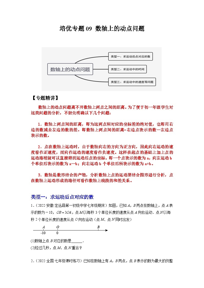 培优专题09 数轴上的动点问题-【核心考点突破】2022-2023学年七年级数学上册精选专题培优讲与练（人教版）01