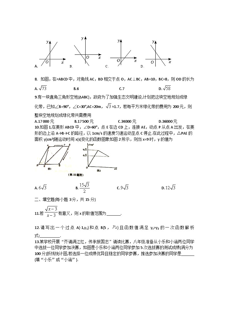 河南省新乡市铁路高级中学2022-2023学年八年级下学期期末数学试卷(人教版)第2页