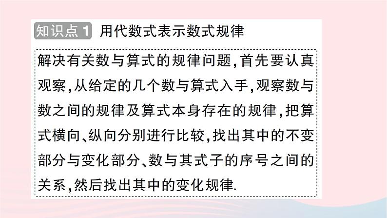 2023七年级数学上册第三章整式及其加减5探索与表达规律知识点过关练作业课件新版北师大版02