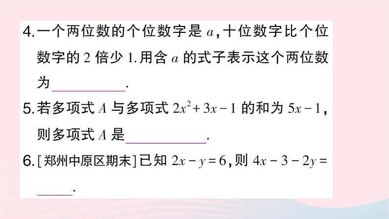 2023七年级数学上册期末基础专题3整式及其加减作业课件新版北师大版03