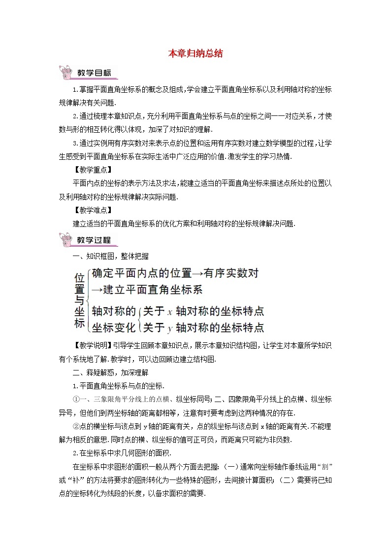 2023八年级数学上册第三章位置与坐标本章归纳总结教案新版北师大版01