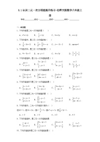 数学北师大版1 认识二元一次方程组综合训练题