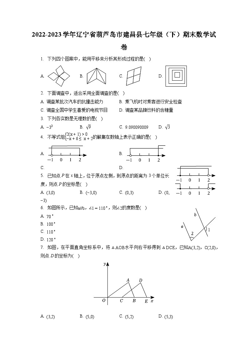 2022-2023学年辽宁省葫芦岛市建昌县七年级(下)期末数学试卷(含答案解析)第1页